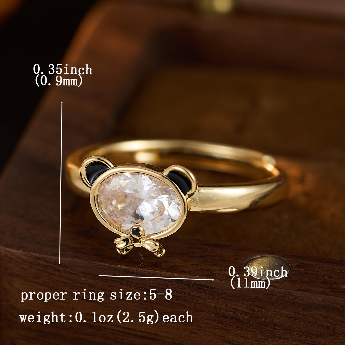 Cartoon Teddy Bear Cute Ring, Dual Color Options